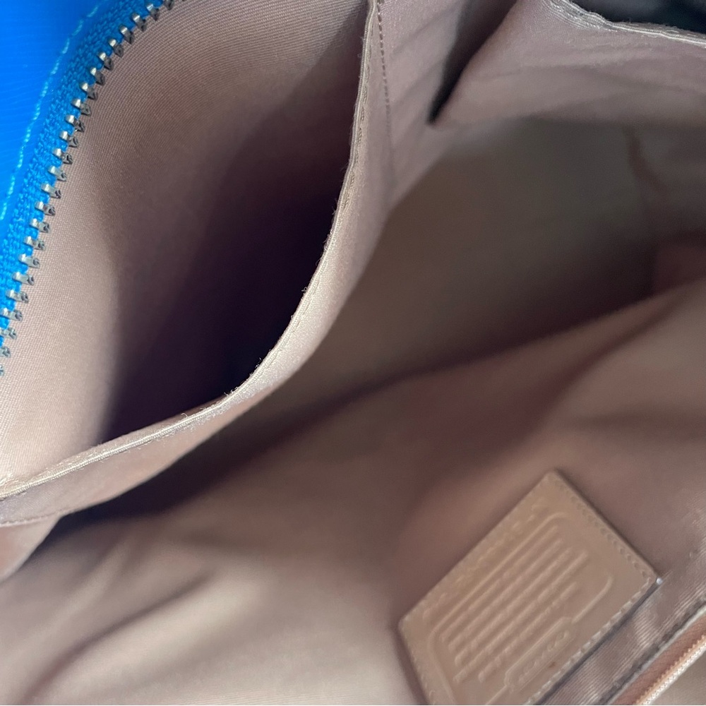 Coach Peyton Zip Top Tote Cerulean Blue Saffiano Leather Shoulder Bag - Picture 5 of 14